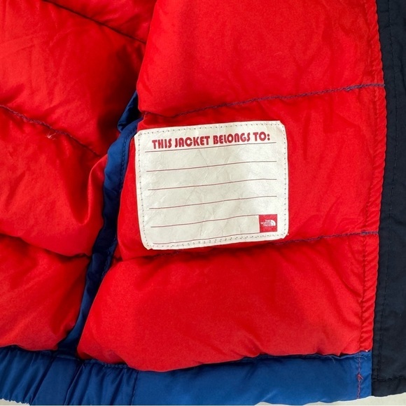 The North Face Nuptse Hooded Down Jacket Red Blue infant 3-6 months - Picture 12 of 14